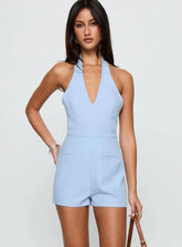 Del Rio Halter Playsuit Blue